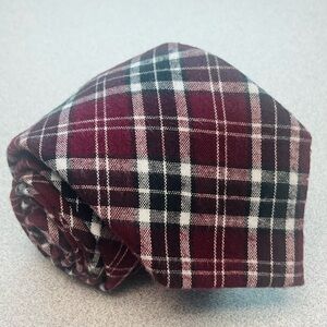 Nautica Burgundy Black Plaid Men’s Necktie 100% Cotton